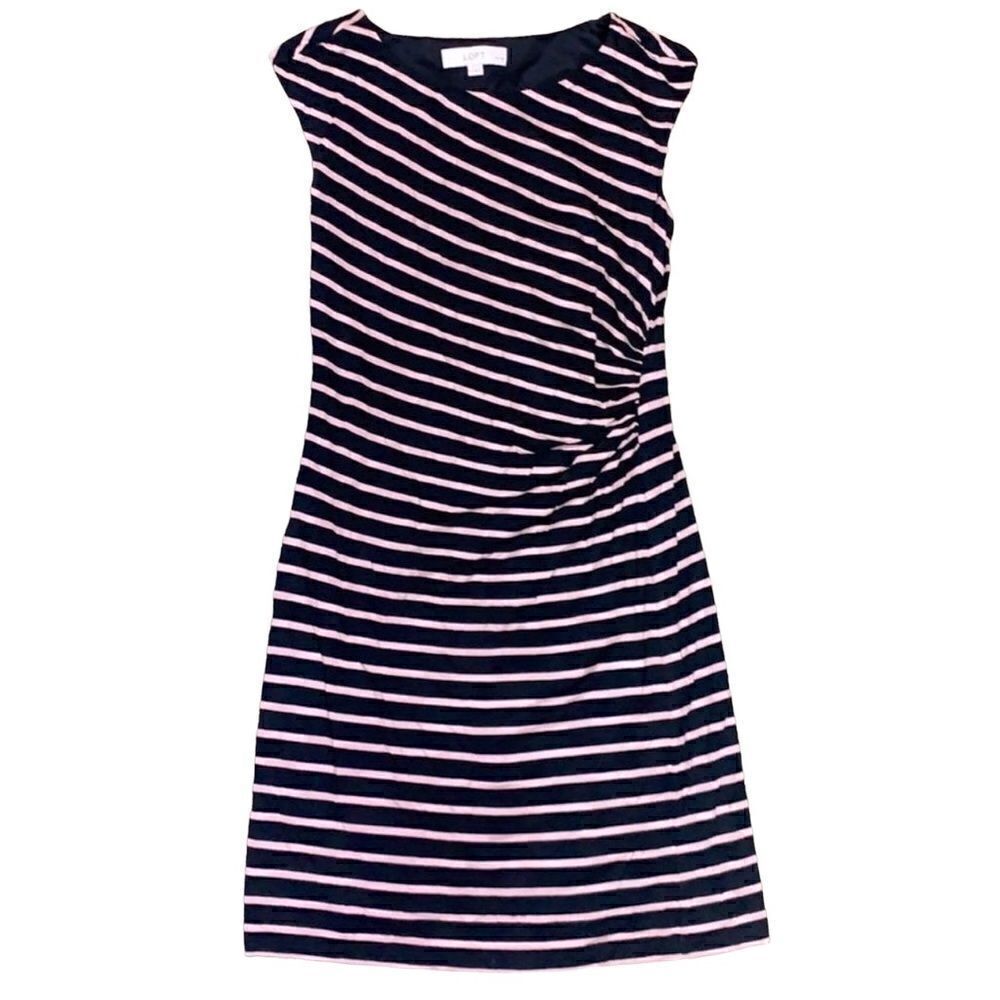 Loft SP Black & Pink Striped Mini Dress with Liner